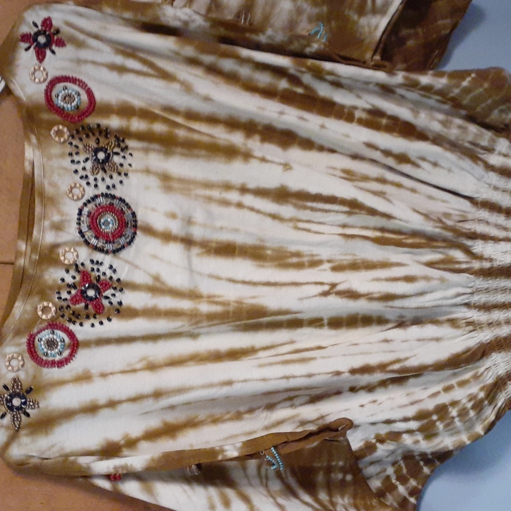 RXB 100% COTTON BEADED Top gathered at the bottom!